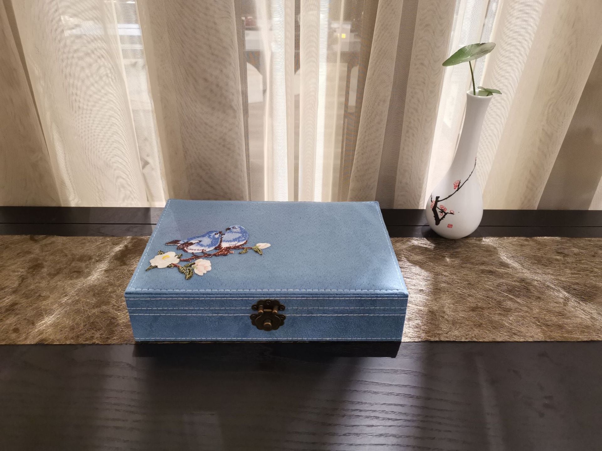 Top Quality Jewelry Box in Vintage Style with Embroidery,  jewelry box handmade 231835w