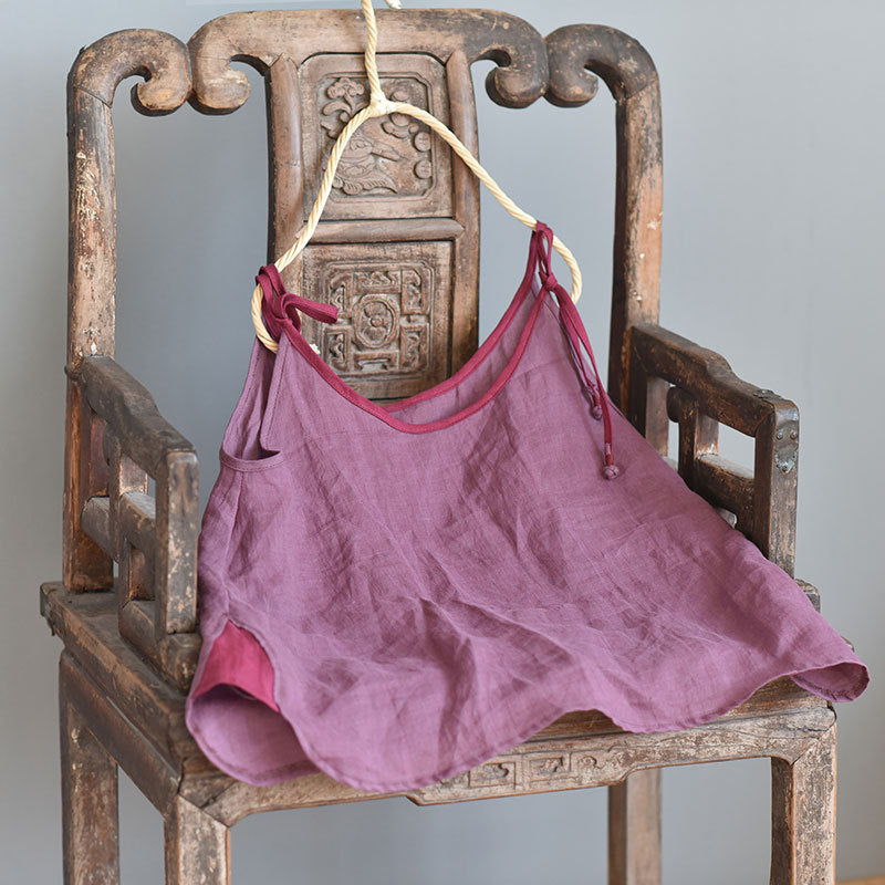 100% Ramie Linen Adjustable Camisole with Color-block Neckline 250808s