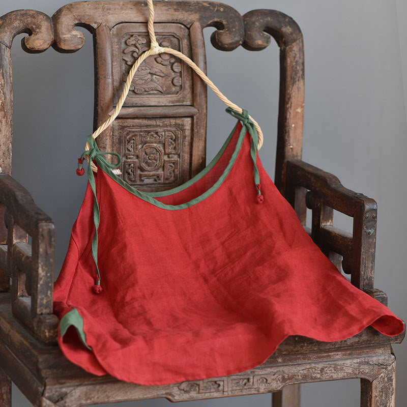 100% Ramie Linen Adjustable Camisole with Color-block Neckline 250808s