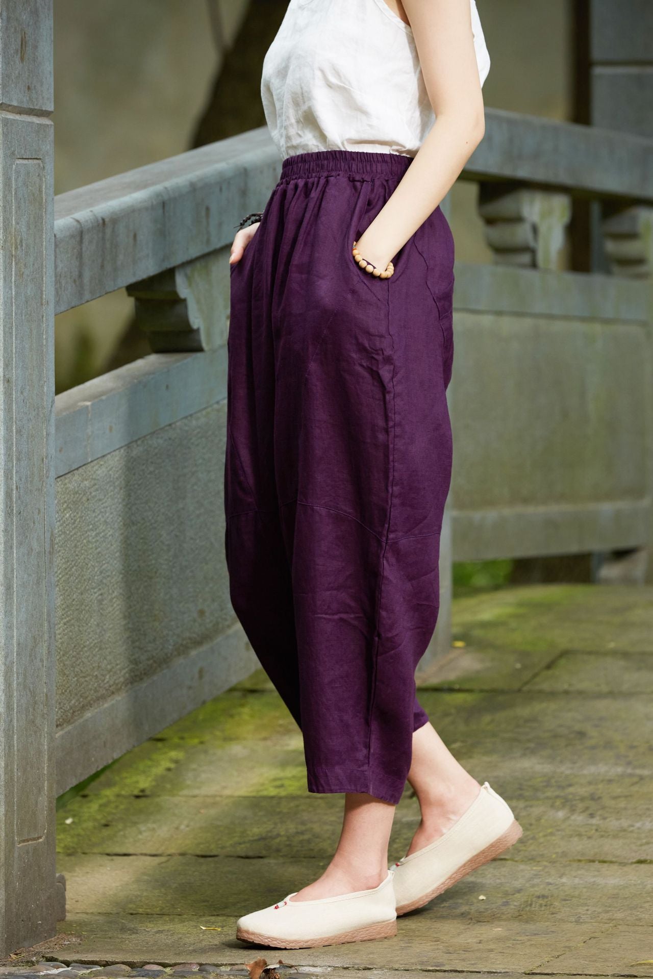 100 Percent Linen Culotte Women with Pockets, Wide Leg Pants Linen, Flare Trouser Women, Linen Homewear 230020k