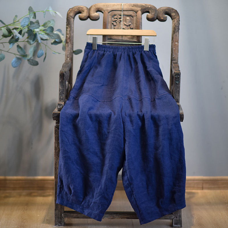 100% Linen Women Carrot Pants with Pockets for Tai chi, Wide Leg Pants, linen Culottes women 250906a