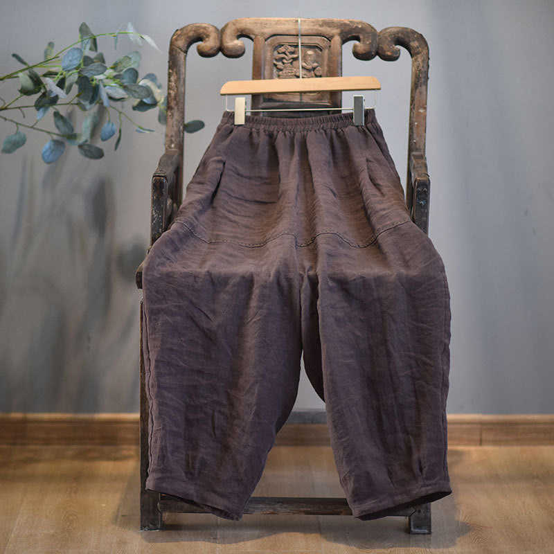 100% Linen Women Carrot Pants with Pockets for Tai chi, Wide Leg Pants, linen Culottes women 250906a