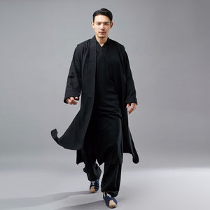 Retro Chinese Men Hanfu Robe, Vest and Pants 3 Pcs Set 240715s