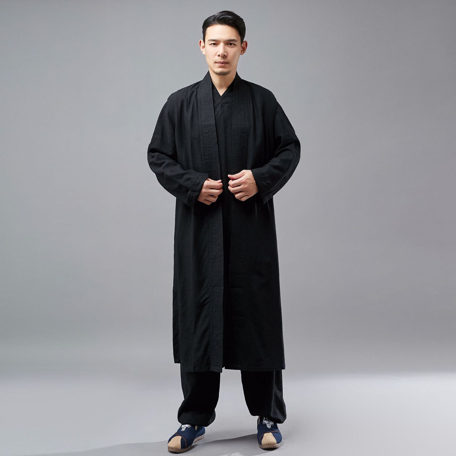 Retro Chinese Men Hanfu Robe, Vest and Pants 3 Pcs Set 240715s