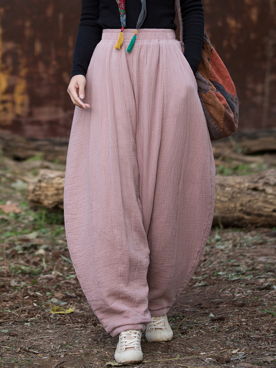 100% Cotton  Quilted Thick Pants with Pockets, women winter padded pants 251103w