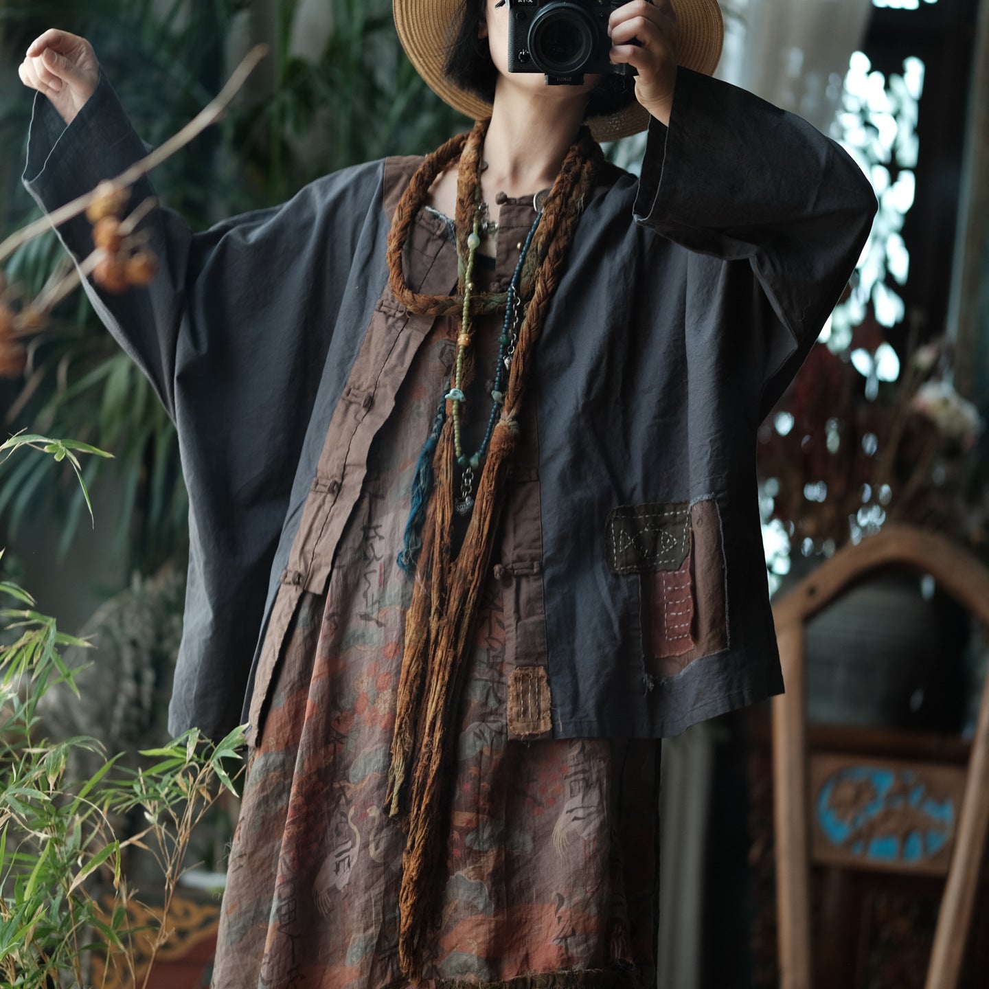 Linen Cotton Women Shirt with Chinese Traditional Buttons, Linen Women Hanfu 251003w 2030