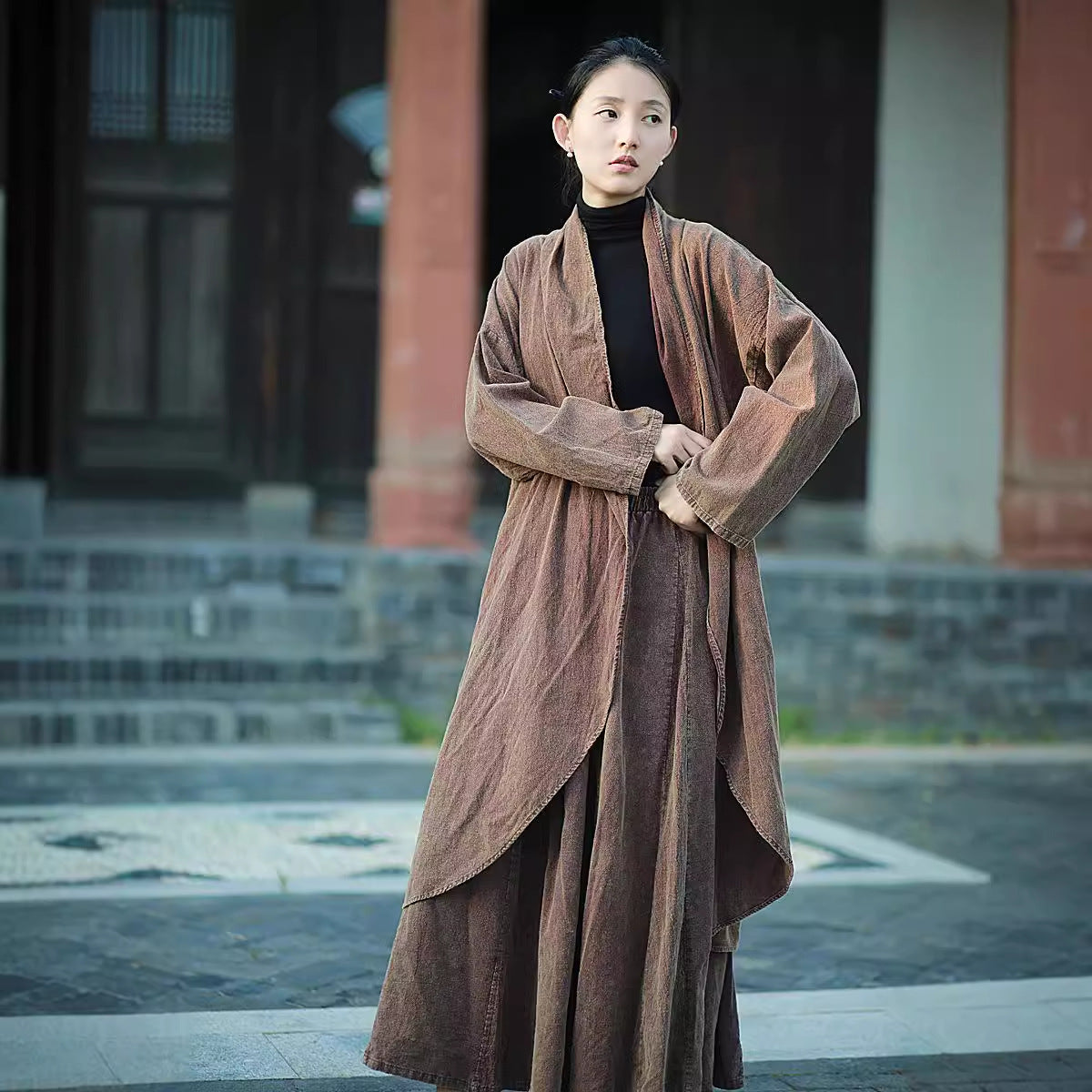 Linen Cotton Women Long Jacket in Hanfu Style 240912a