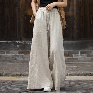 Ramie Linen Women  Straight Leg Wide Pants for Tai chi, Wide Leg Pants, linen Culottes womenpants 240718s