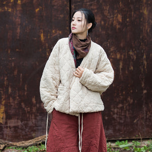 Winter 100% Cotton Women Quilted Jacket in Hanfu Style, Chinese style Hanfu Coat 241104w