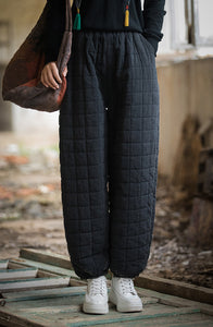Winter Linen Cotton Quilted Thick Pants for Women, quilted pants 231431w