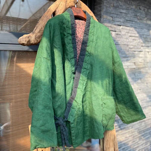 Linen Cotton Women Double Layered Chinese Jacket, Linen Vintage Hanfu Jacket 232254w