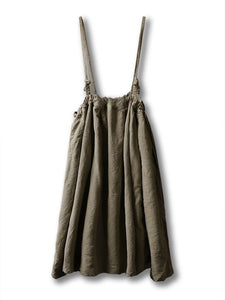 Linen Cotton Women Overall, Linen Skirt with Straps 240910a