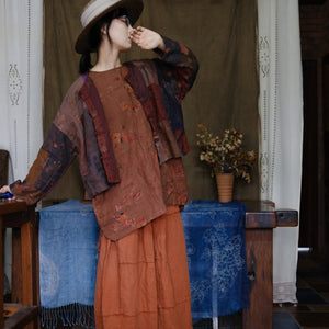 100% Linen Women Jacket in Hanfu Style, Patchwork Jacket in Chinese Traditional Style 231930s