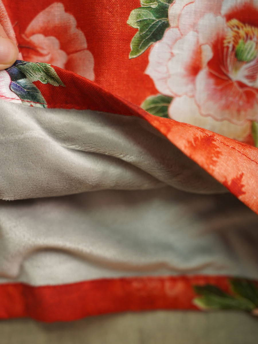 Linen Cotton Winter Women Quilted Jacket in Hanfu Style with Floral Print, Chinese style Hanfu 251024w