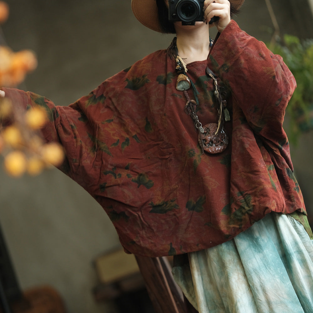 100% Cotton Women Quilted Loose Pullover with Floral Print 250910a 2147