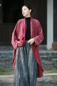 Linen Cotton Women Long Jacket in Hanfu Style 240912a