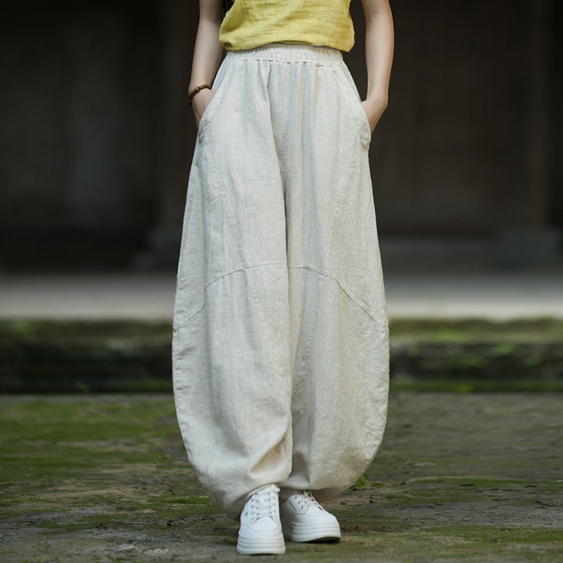 Linen Cotton Culotte Women, Wide Leg Pants Linen, Flare Trouser Women, Linen Homewear 241005w