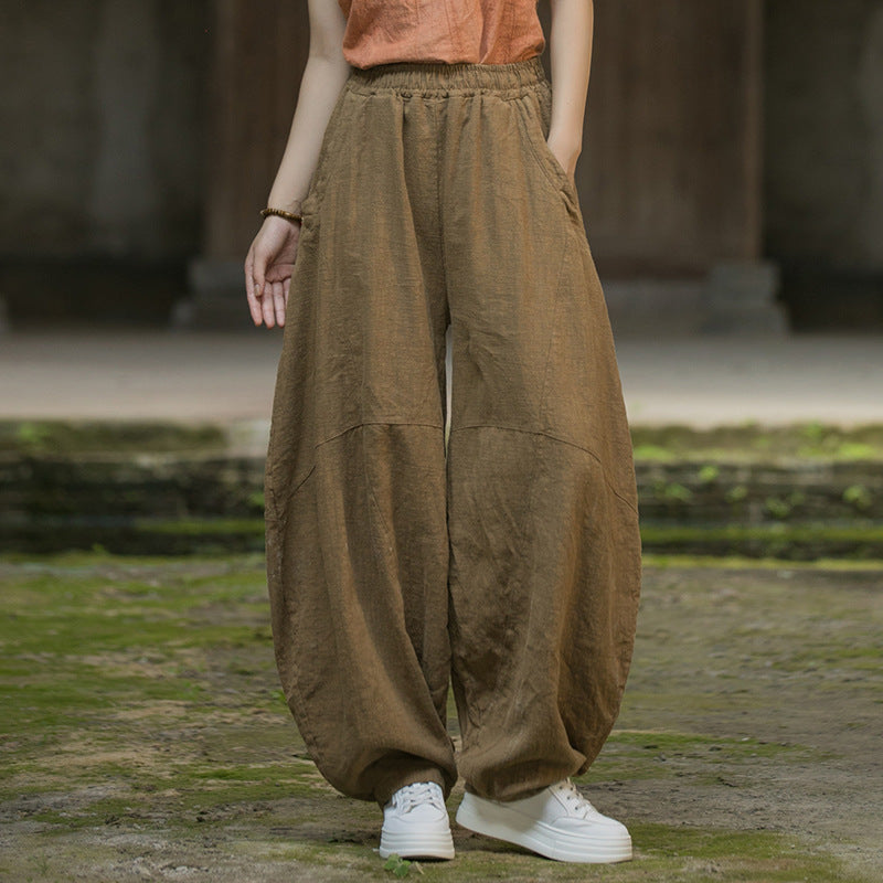 Linen Cotton Culotte Women, Wide Leg Pants Linen, Flare Trouser Women, Linen Homewear 241005w