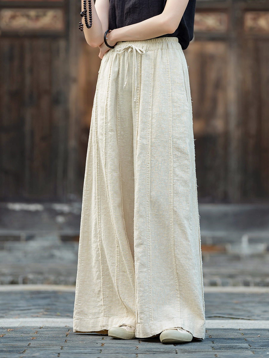 Linen Cotton Women Pants for Tai chi, Wide Leg Pants, linen Culottes women 251025w
