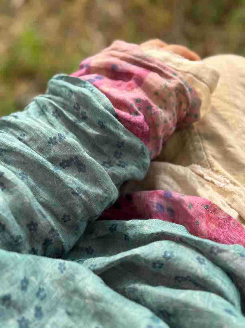 100% Ramie Linen  Women Pullover with Floral Print and Round Neck 250713s