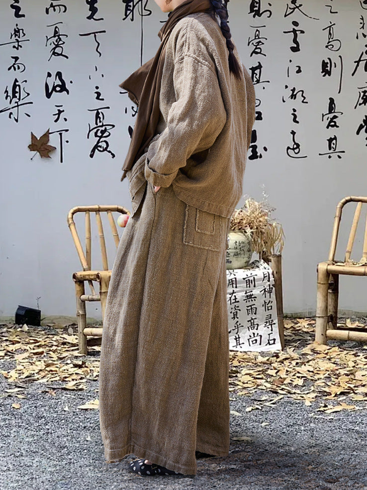 90% Ramie Linen Classic Women Thick Shirt with Pockets 251002w