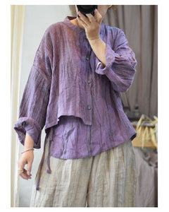 100% Linen Asymmetric Design Women Tunic with Hanfu Collar, Linen women blouse 231329a