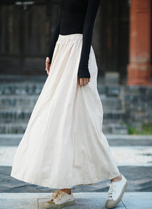 Linen Cotton Maxi Autumn Winter Skirt 240915a