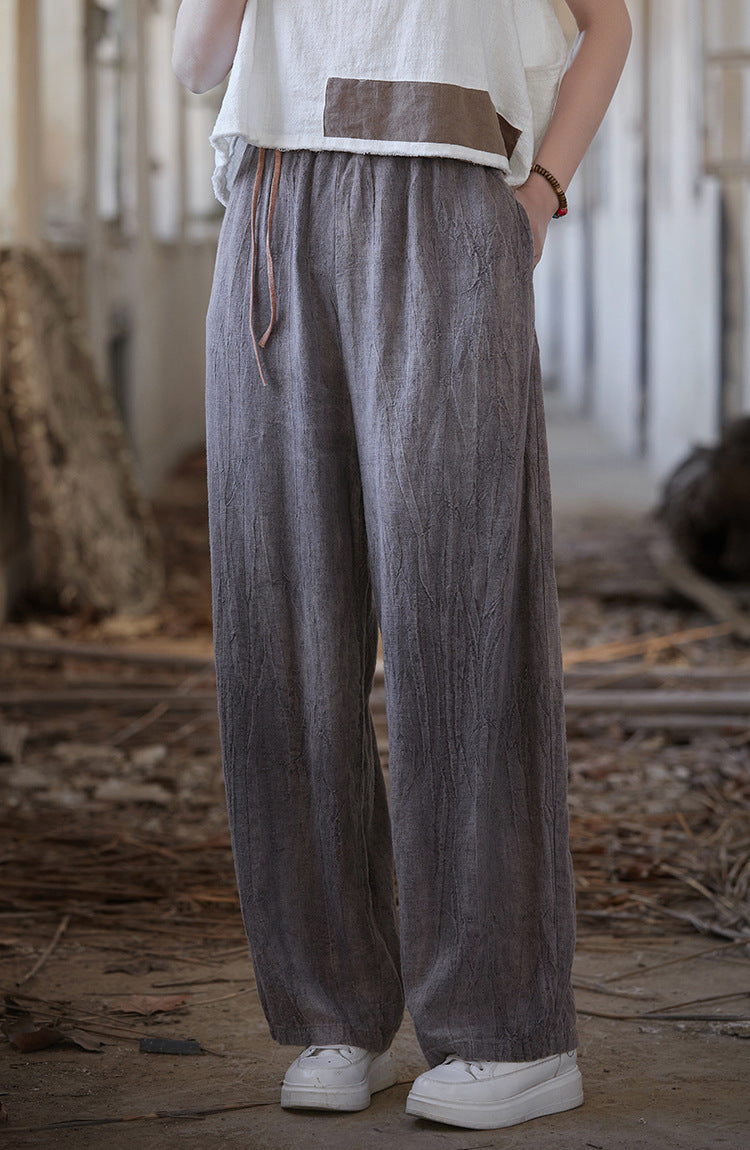 Ramie Linen Women Pants with Asymmetric Design, Wide Leg Pants, linen Culottes women 240612s