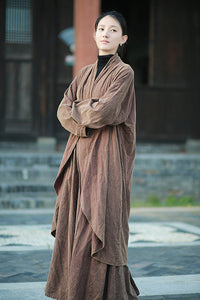 Linen Cotton Women Long Jacket in Hanfu Style 240912a