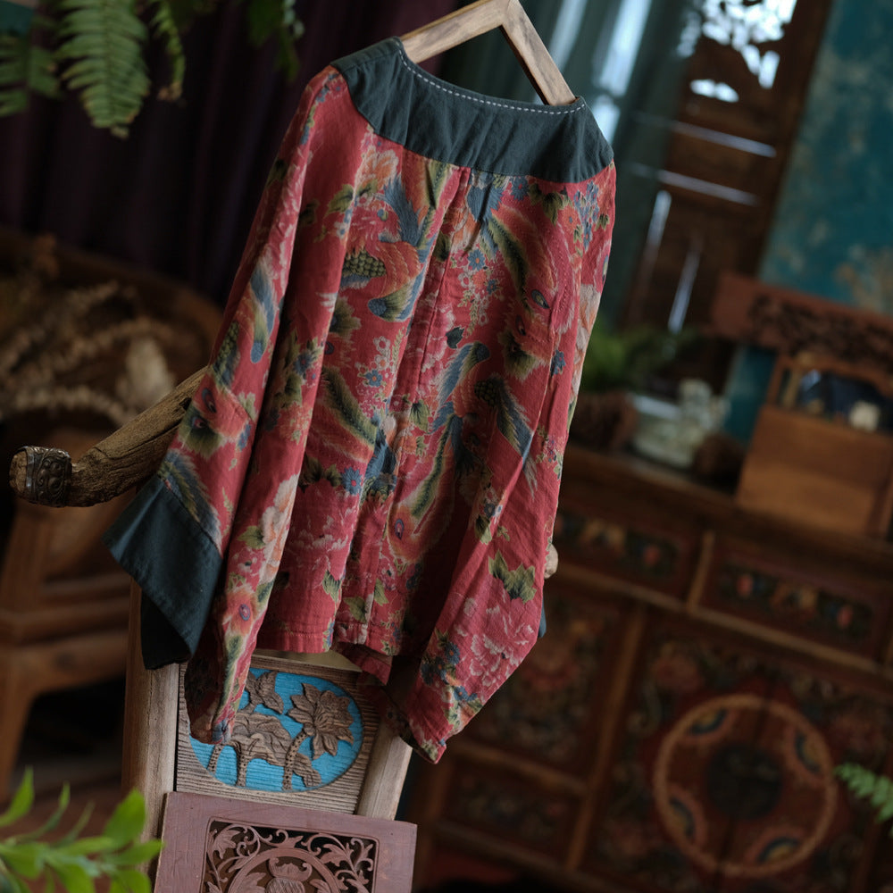 100% Cotton Women Hanfu Shirt with Diagonal Closure and Frog Buttons 240927a 2101