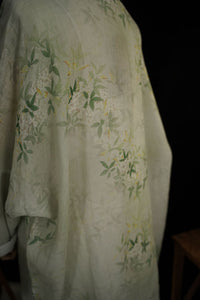 100% Ramie Linen Vintage Chinese Women Long Tunic with Chinese Traditional Buttons and Vintage Floral Print 241805s