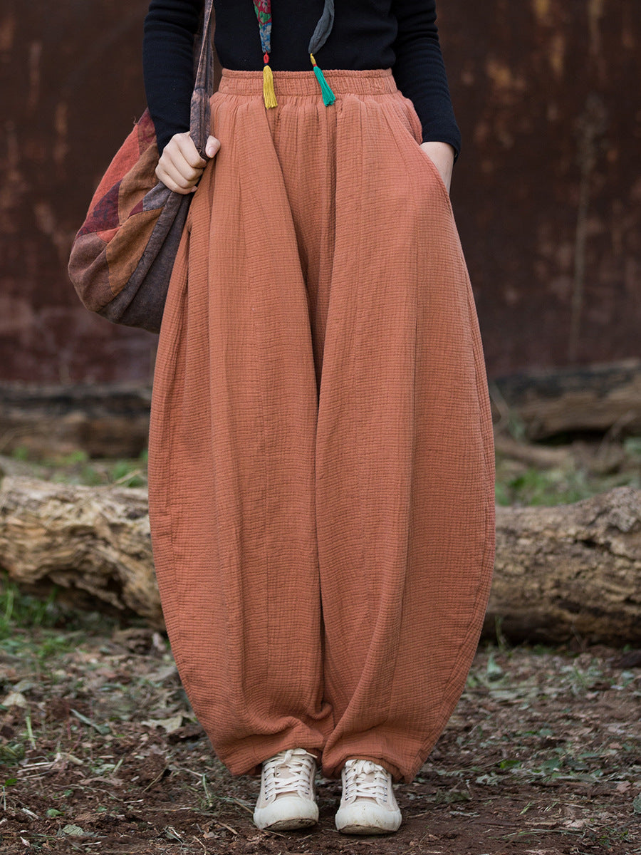 100% Cotton  Quilted Thick Pants with Pockets, women winter padded pants 251103w