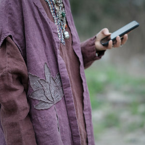 100% Linen Women Jacket with Lotus Embroidery and Short Sleeves, Linen women blouse 232350a