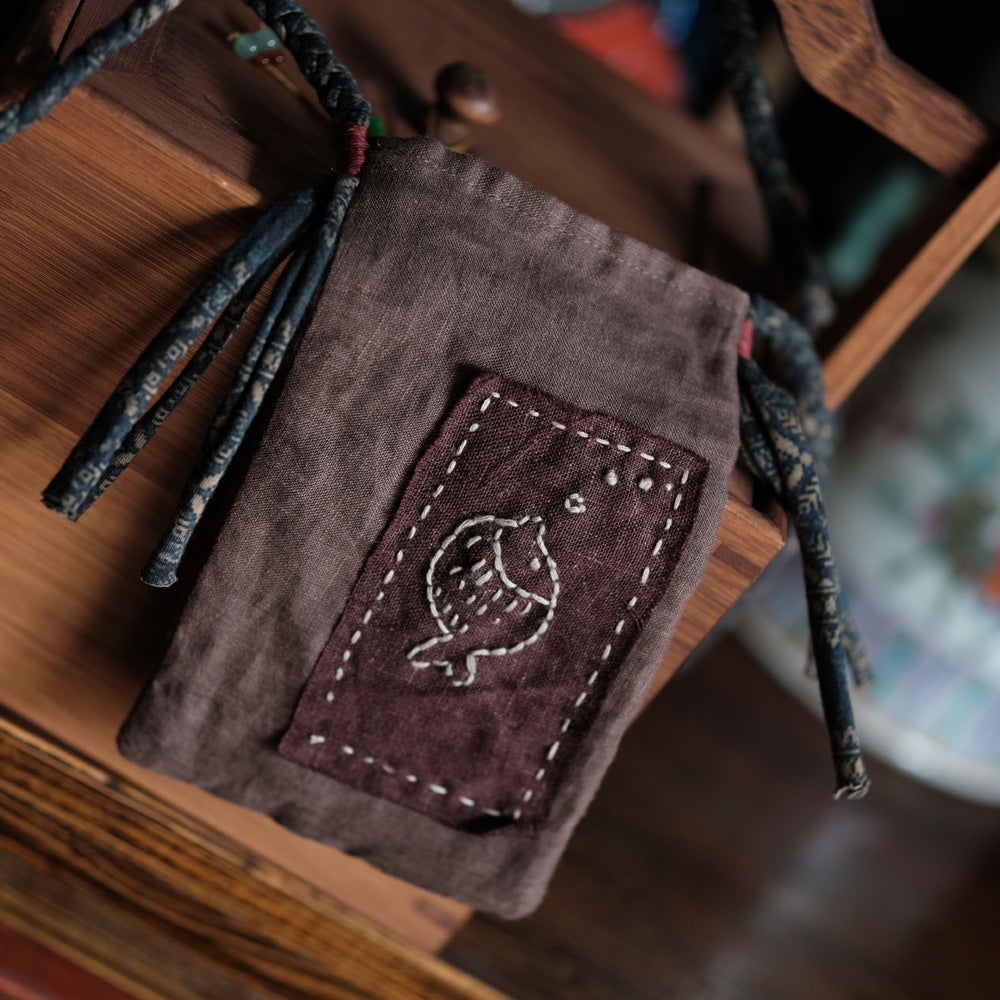 100% Cotton Crossbody Patchwork Phone Bag with Handsewing Details for Two Sides 250415s SC041