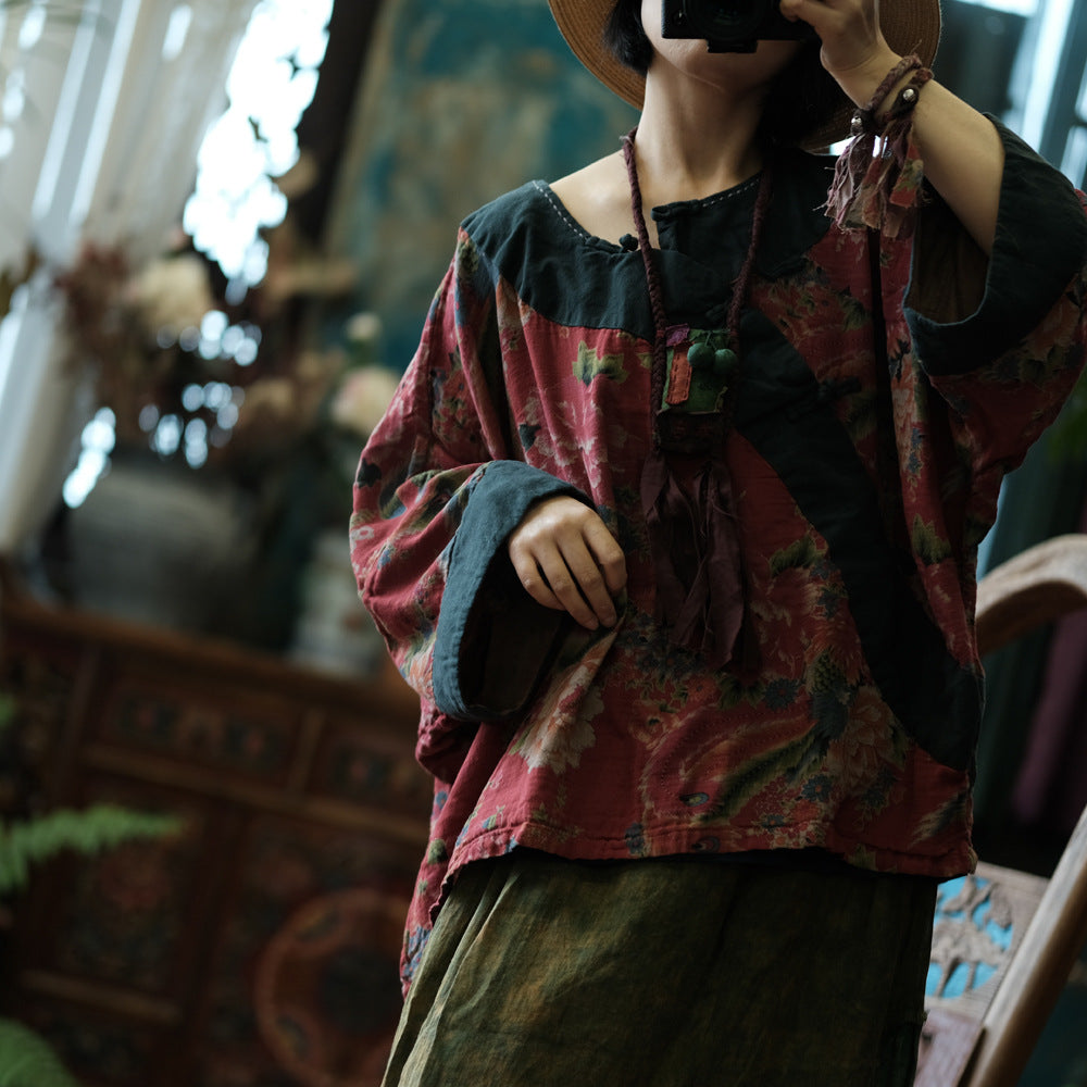 100% Cotton Women Hanfu Shirt with Diagonal Closure and Frog Buttons240927a 2101