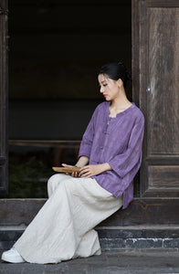 Linen Cotton Women Blouse with Traditional Buckle Button, chinese style women blouse linen liziqi, Taichi jacket, Tang suit 240720s