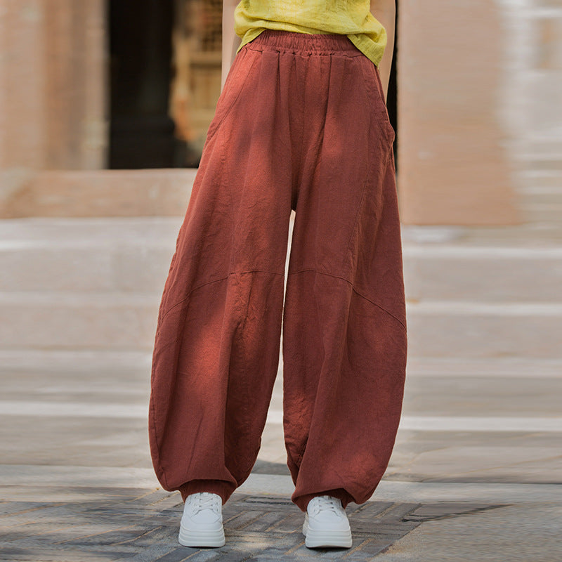 Linen Cotton Culotte Women, Wide Leg Pants Linen, Flare Trouser Women, Linen Homewear 241005w