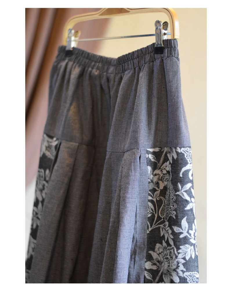 Linen Cotton Maxi Skirt with Hanfu Elements in Patchwork Style 251101w