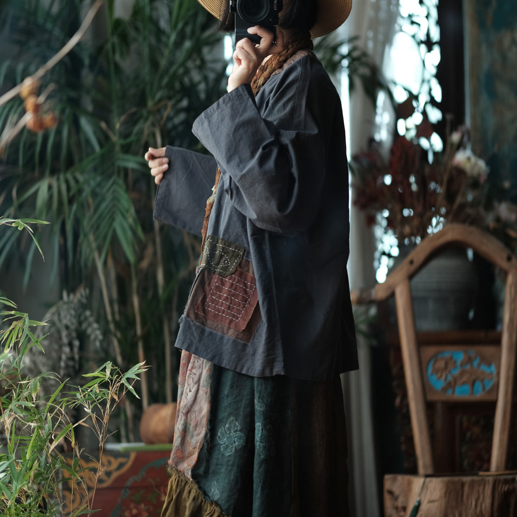 Linen Cotton Women Shirt with Chinese Traditional Buttons, Linen Women Hanfu 251003w 2030