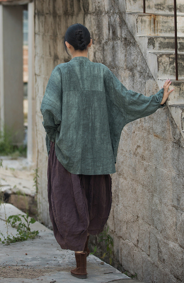 Linen Ramie Women Blouse in Hanfu Style and Tie dye, Tang suit, linen ...