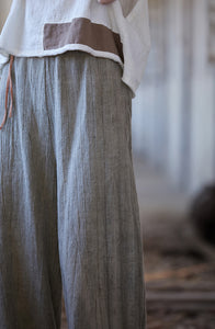 Ramie Linen Women Pants with Asymmetric Design, Wide Leg Pants, linen Culottes women 240612s
