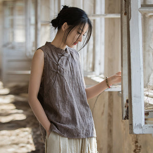 Linen Cotton Women Blouse with Handwoven Buckle Button, chinese style women blouse, Taichi jacket, Tang suit 240602s