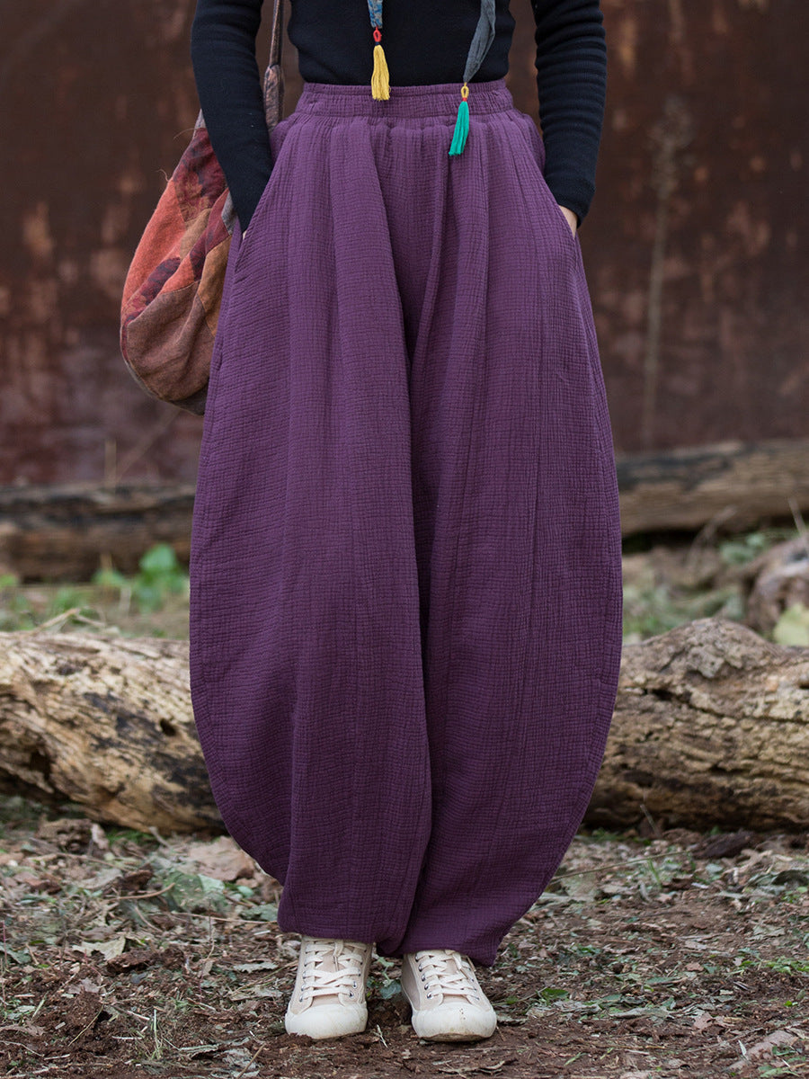 100% Cotton  Quilted Thick Pants with Pockets, women winter padded pants 251103w