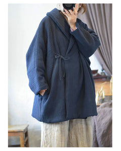 Winter Thick Linen Cotton Women Quilted Jacket in Hanfu Style, Chinese style Hanfu 241113w