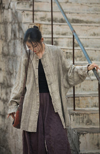 Linen Ramie Women Blouse in Hanfu Style and Tie dye, Tang suit, linen Tunic women in Chinese Traditional Style 231457h