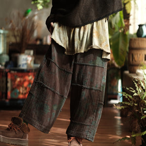 100% High Quality Cotton Women Pants with Raw Edges, Wide Leg Pants, linen Culottes women 250206w