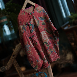 100% Cotton Women Blouse with Handwoven Buttons in Hanfu Style, Traditional Hanfu Tunic women in Chinese Style 240003s