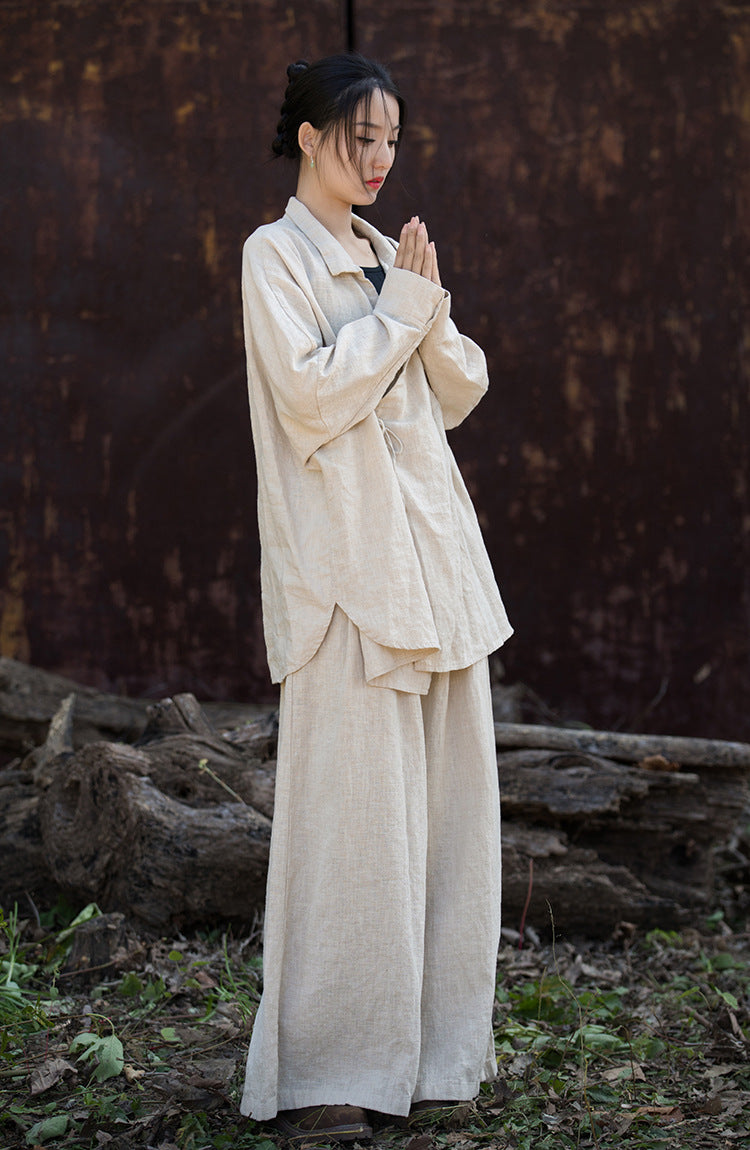 Linen Ramie Women Bluse Jacket in Hanfu Style, Tang suit, linen Tunic women in Chinese Traditional Style 231449w