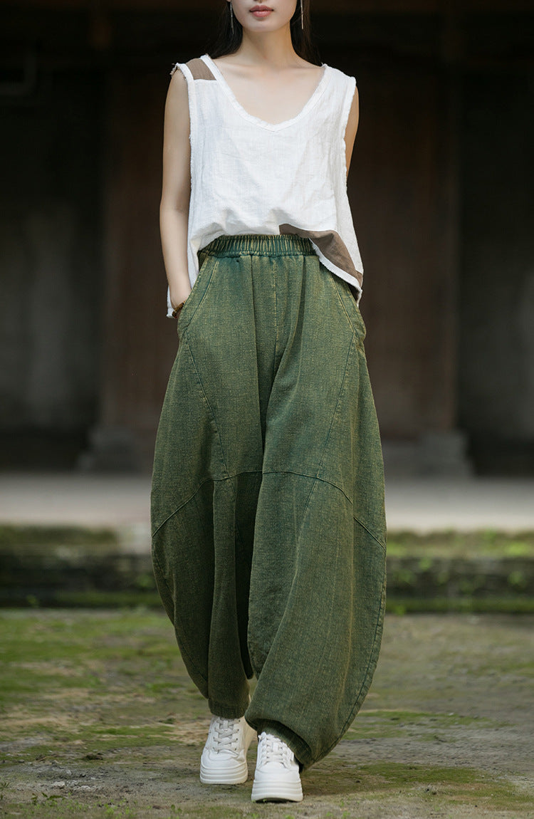 Linen Cotton Culotte Women, Wide Leg Pants Linen, Flare Trouser Women, Linen Homewear 241005w