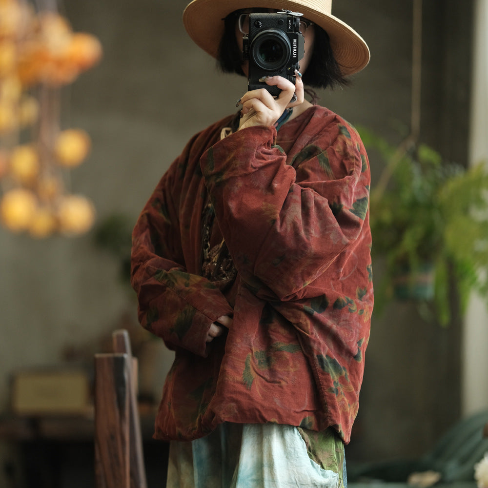 100% Cotton Women Quilted Loose Pullover with Floral Print 250910a 2147